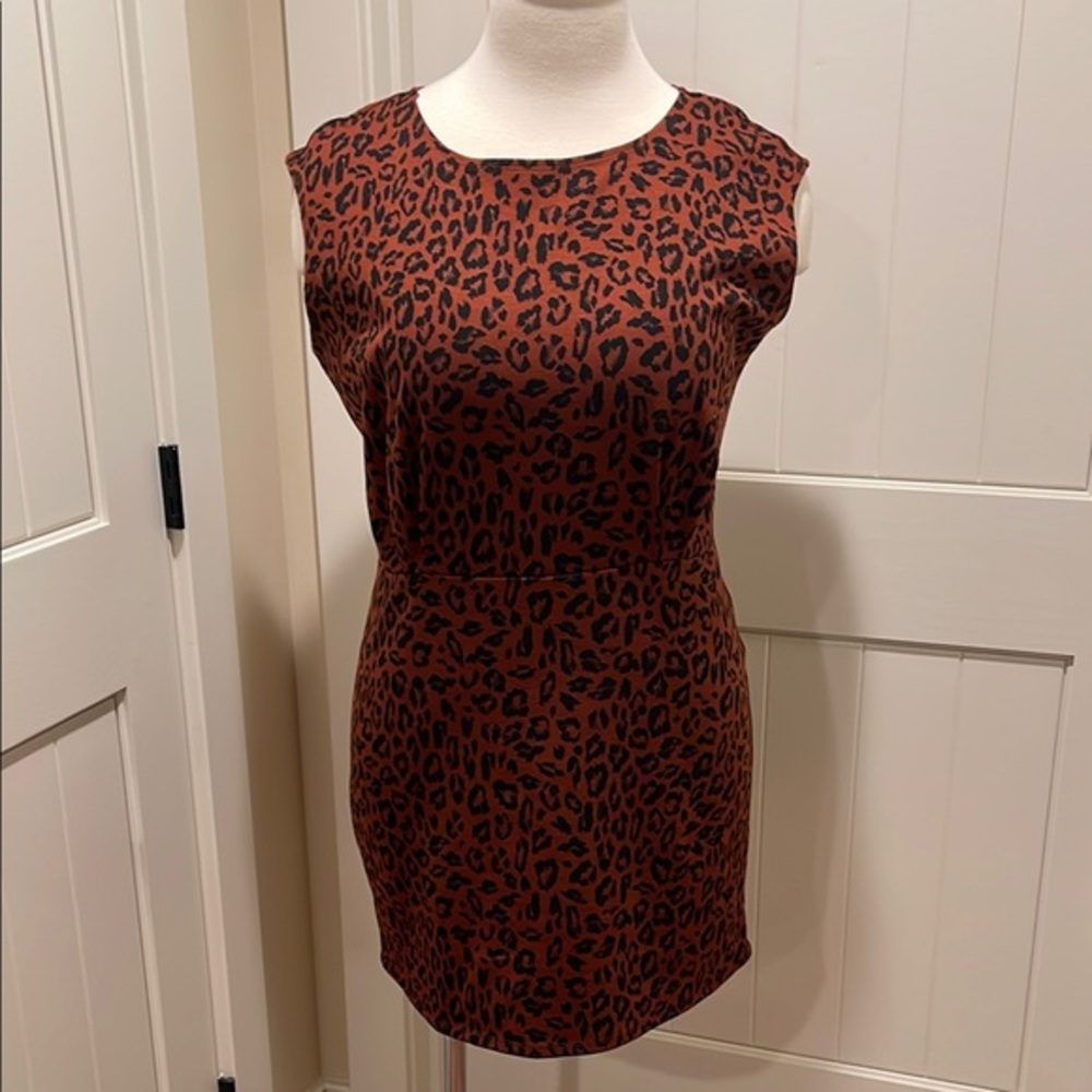 NWT Nine West Animal Print Sleeveless Sheath Dress Size XXL